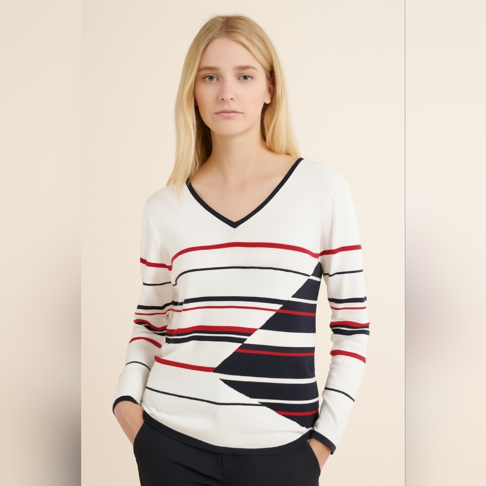 Nine & Co Striped Crew Neck Sweater